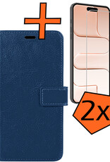 Nomfy Nomfy iPhone Air Hoesje Bookcase Met 2x Screenprotector - Donkerblauw