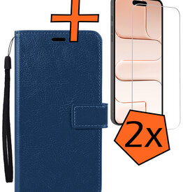 Nomfy Nomfy iPhone Air Hoesje Bookcase Met 2x Screenprotector - Donkerblauw