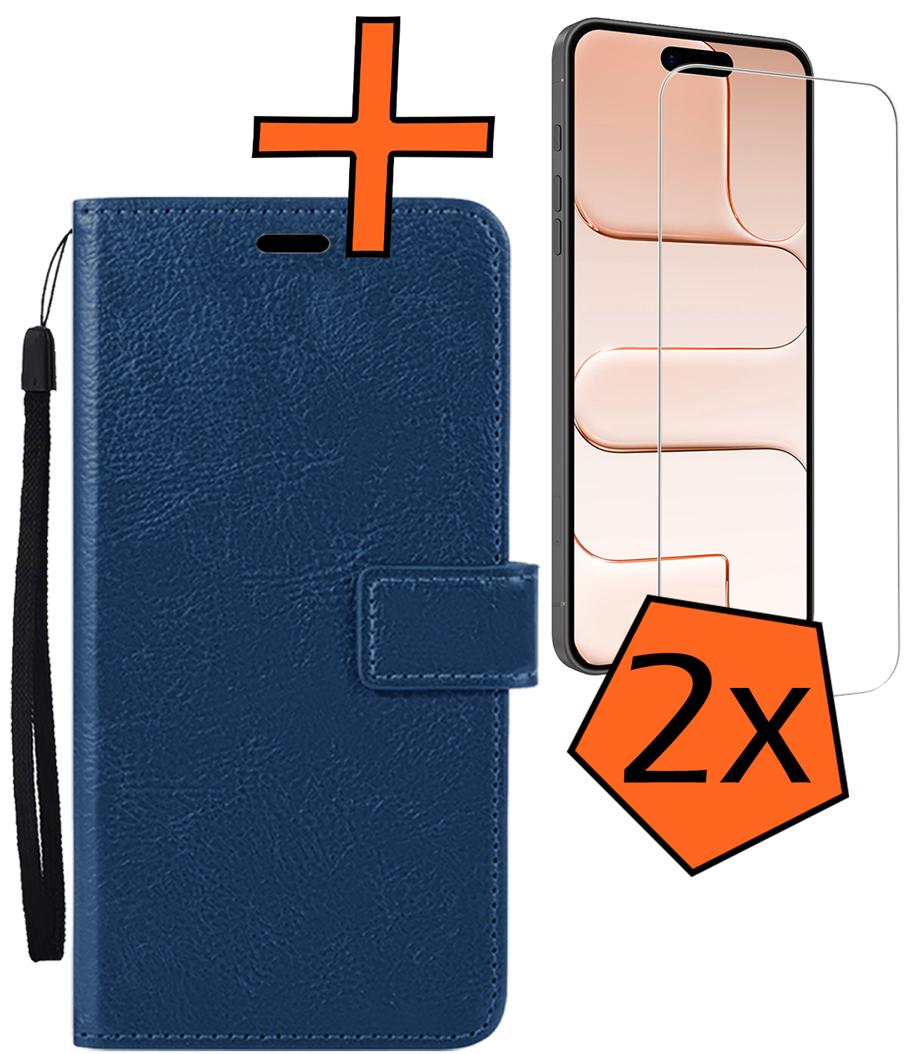 Nomfy Nomfy iPhone Air Hoesje Bookcase Met 2x Screenprotector - Donkerblauw