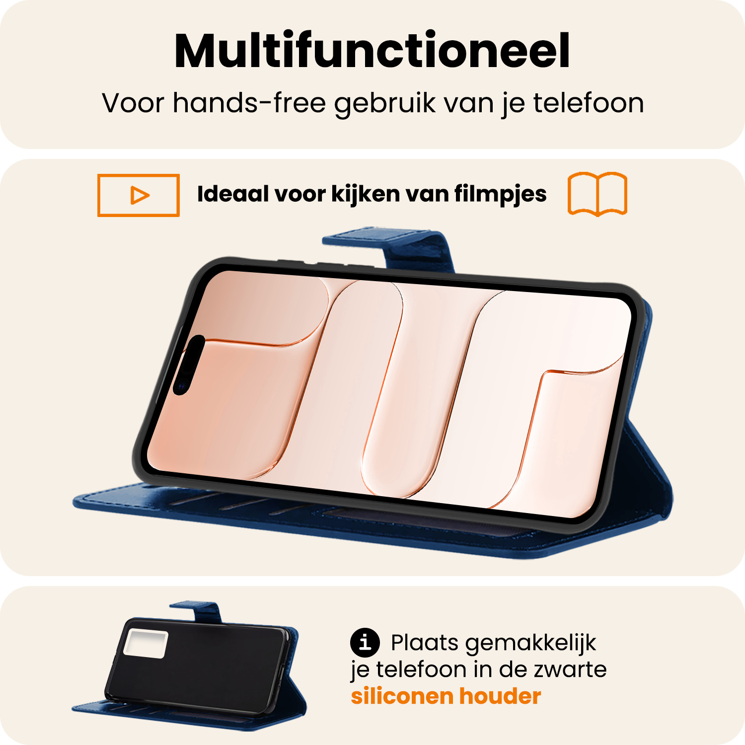 Nomfy Nomfy iPhone Air Hoesje Bookcase Met 2x Screenprotector - Donkerblauw