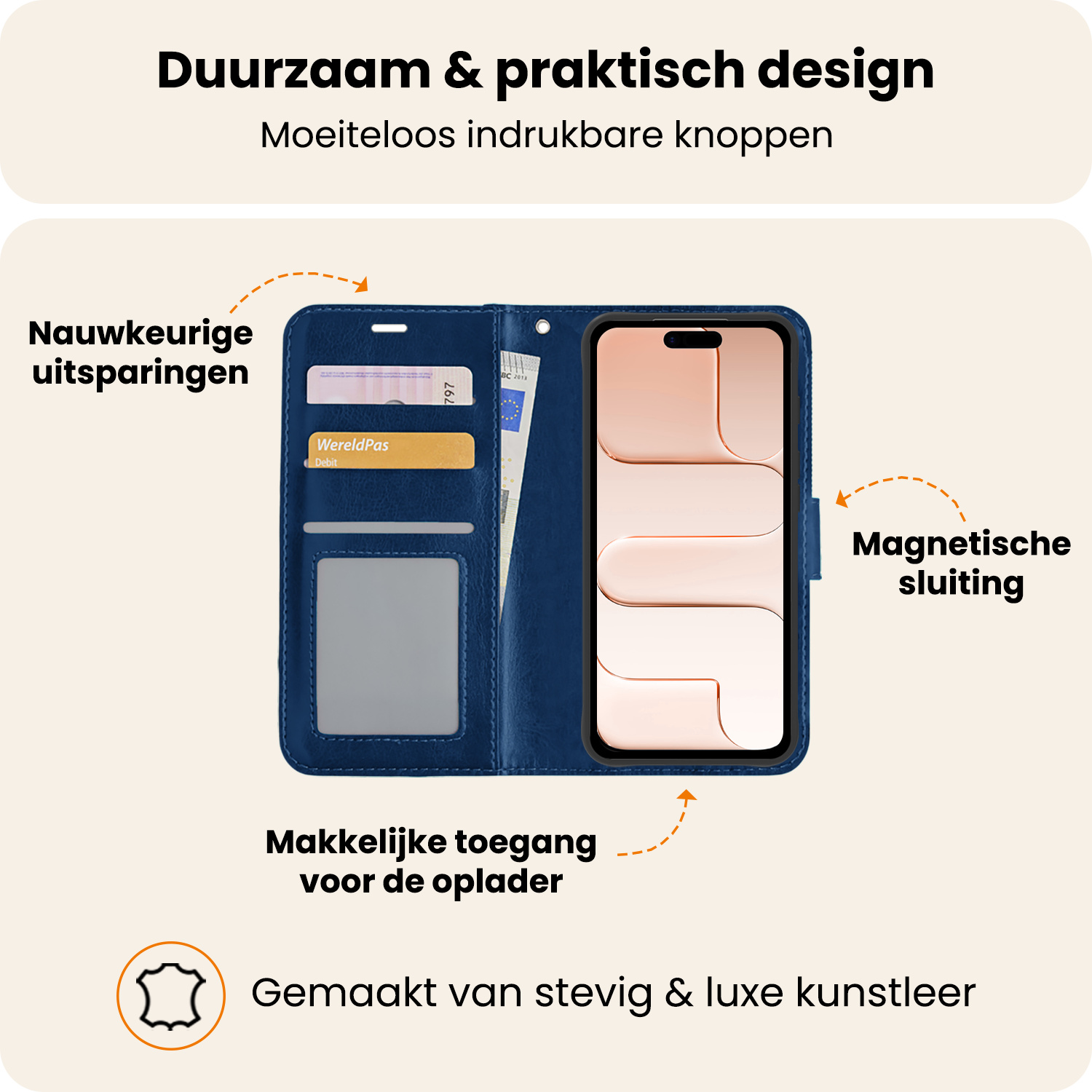 Nomfy Nomfy iPhone Air Hoesje Bookcase Met 2x Screenprotector - Donkerblauw