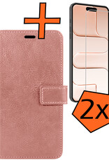 Nomfy Nomfy iPhone Air Hoesje Bookcase Met 2x Screenprotector - Rose Goud