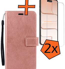 Nomfy Nomfy iPhone Air Hoesje Bookcase Met 2x Screenprotector - Rose Goud