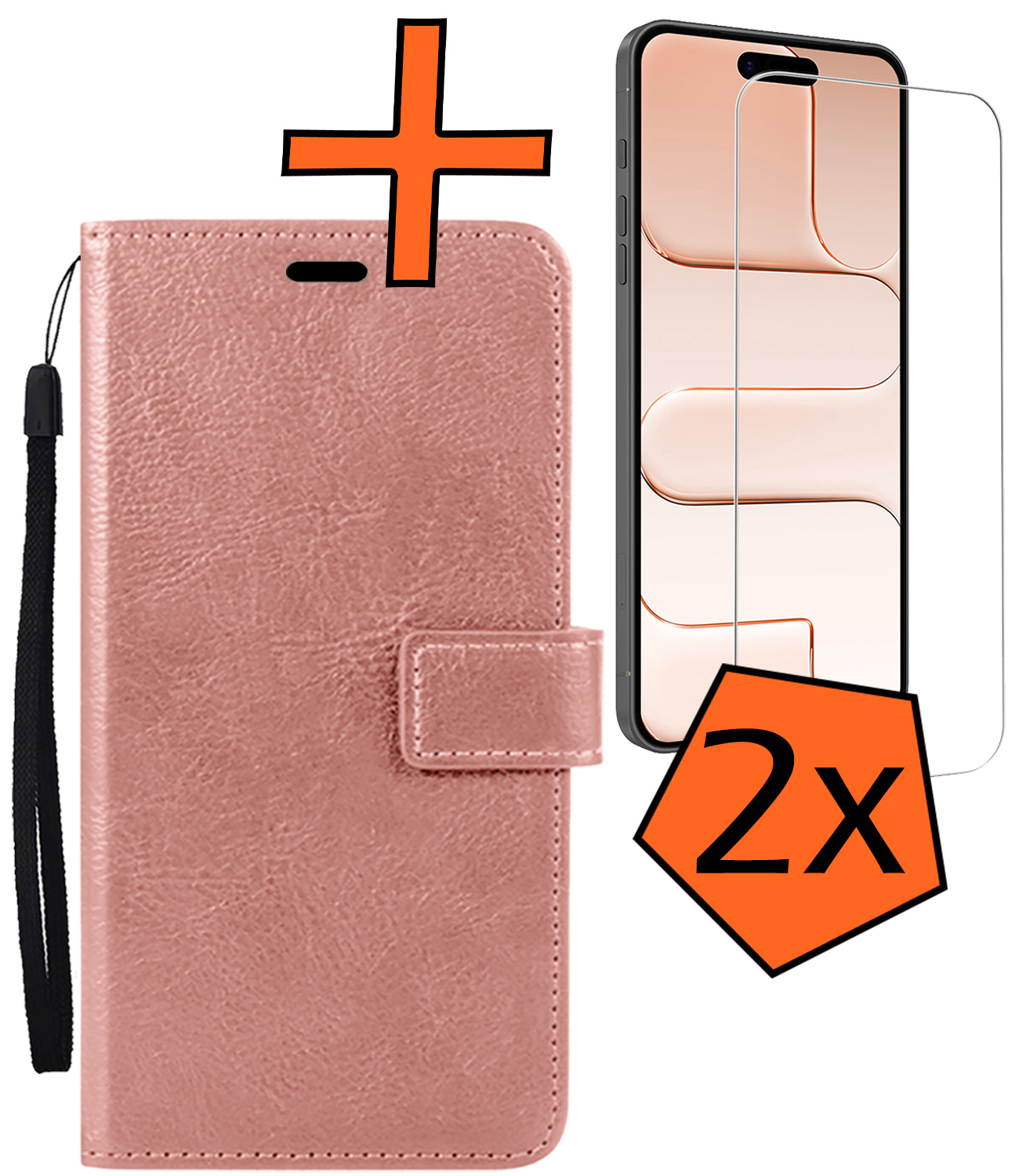 Nomfy Nomfy iPhone Air Hoesje Bookcase Met 2x Screenprotector - Rose Goud
