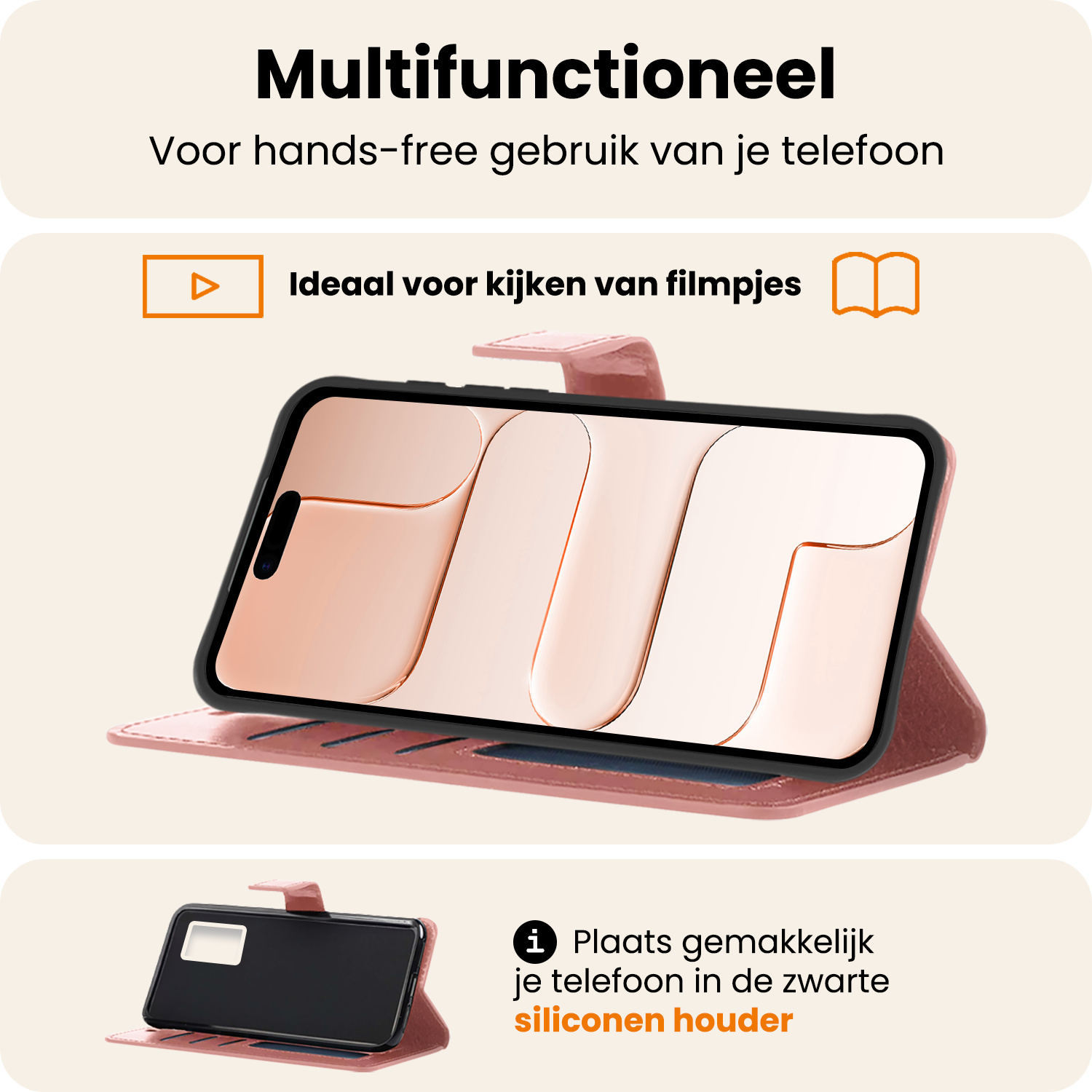 Nomfy Nomfy iPhone Air Hoesje Bookcase Met 2x Screenprotector - Rose Goud
