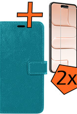 Nomfy Nomfy iPhone Air Hoesje Bookcase Met 2x Screenprotector - Turquoise