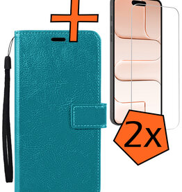 Nomfy Nomfy iPhone Air Hoesje Bookcase Met 2x Screenprotector - Turquoise