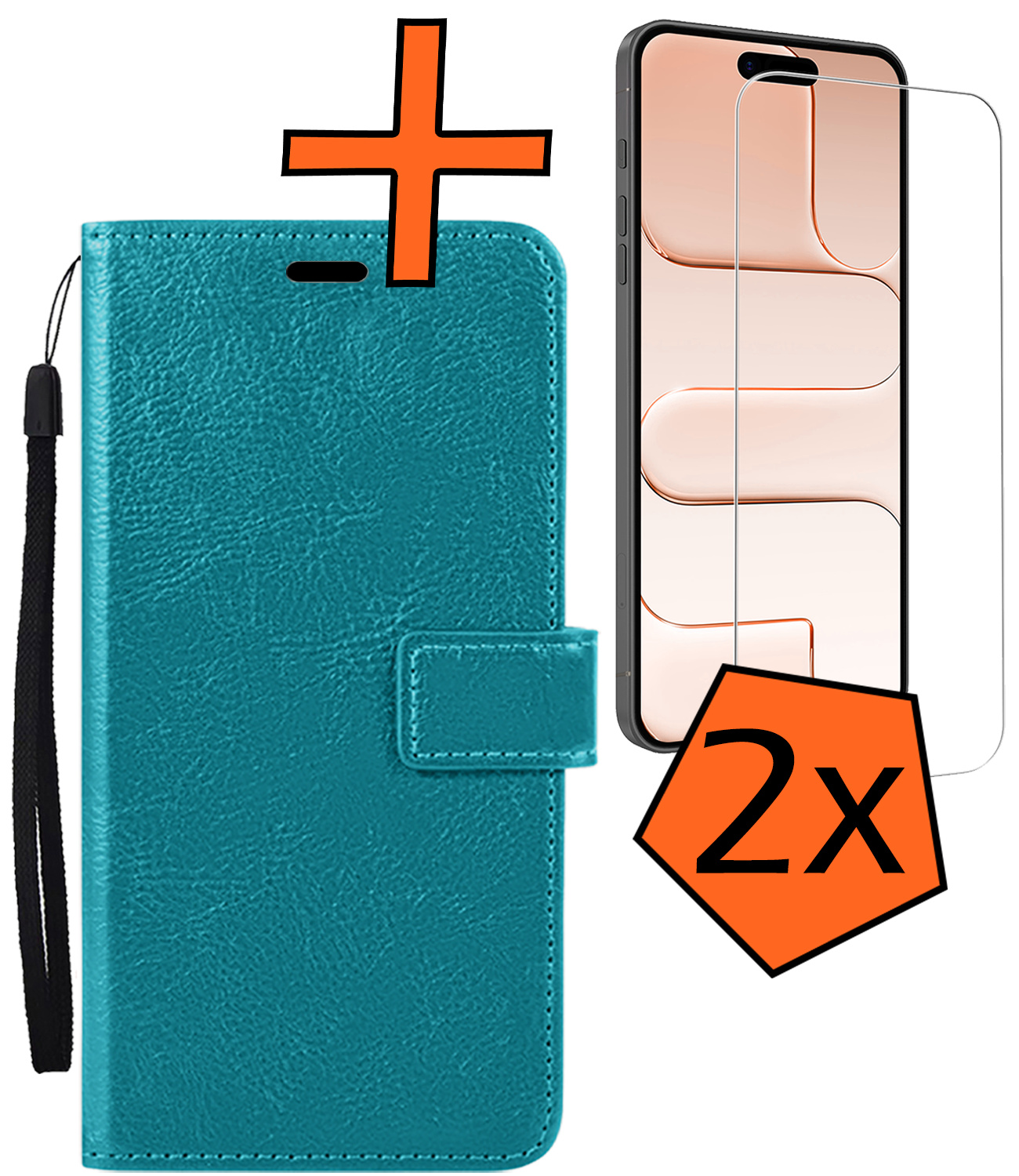 Nomfy Nomfy iPhone Air Hoesje Bookcase Met 2x Screenprotector - Turquoise