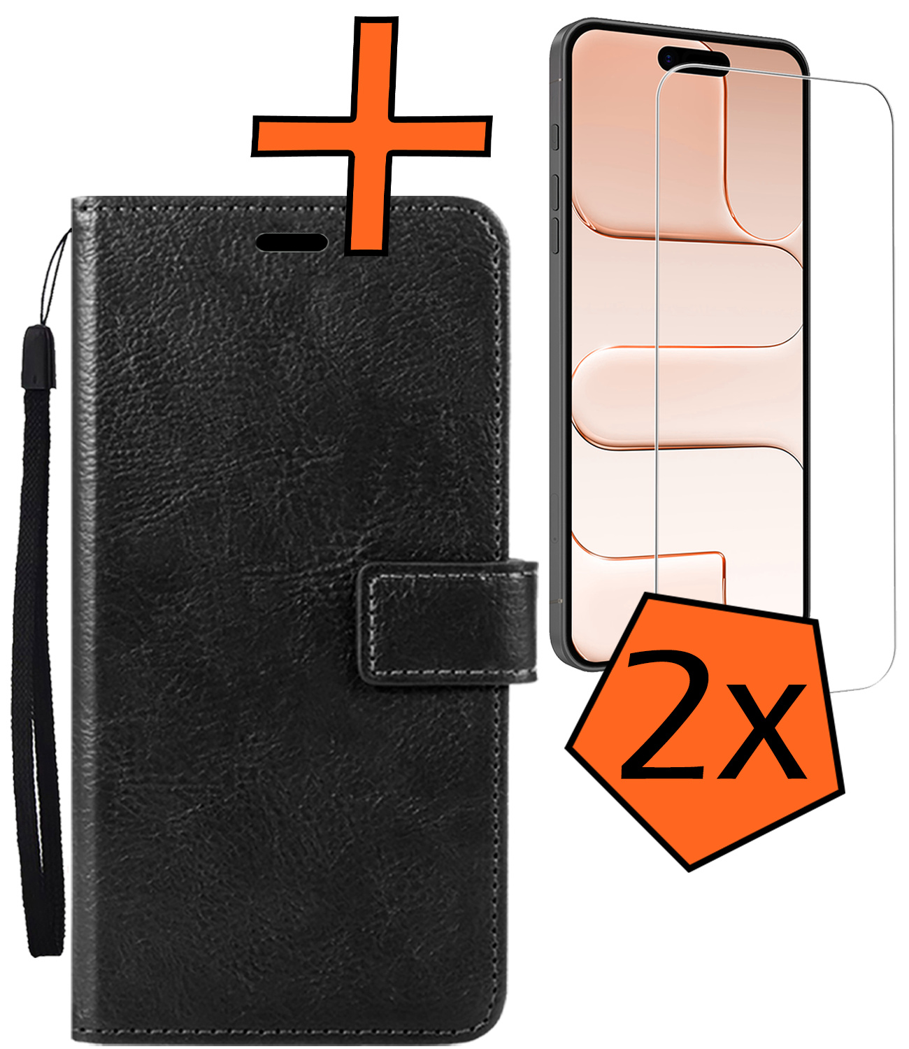 Nomfy Nomfy iPhone Air Hoesje Bookcase Met 2x Screenprotector - Zwart