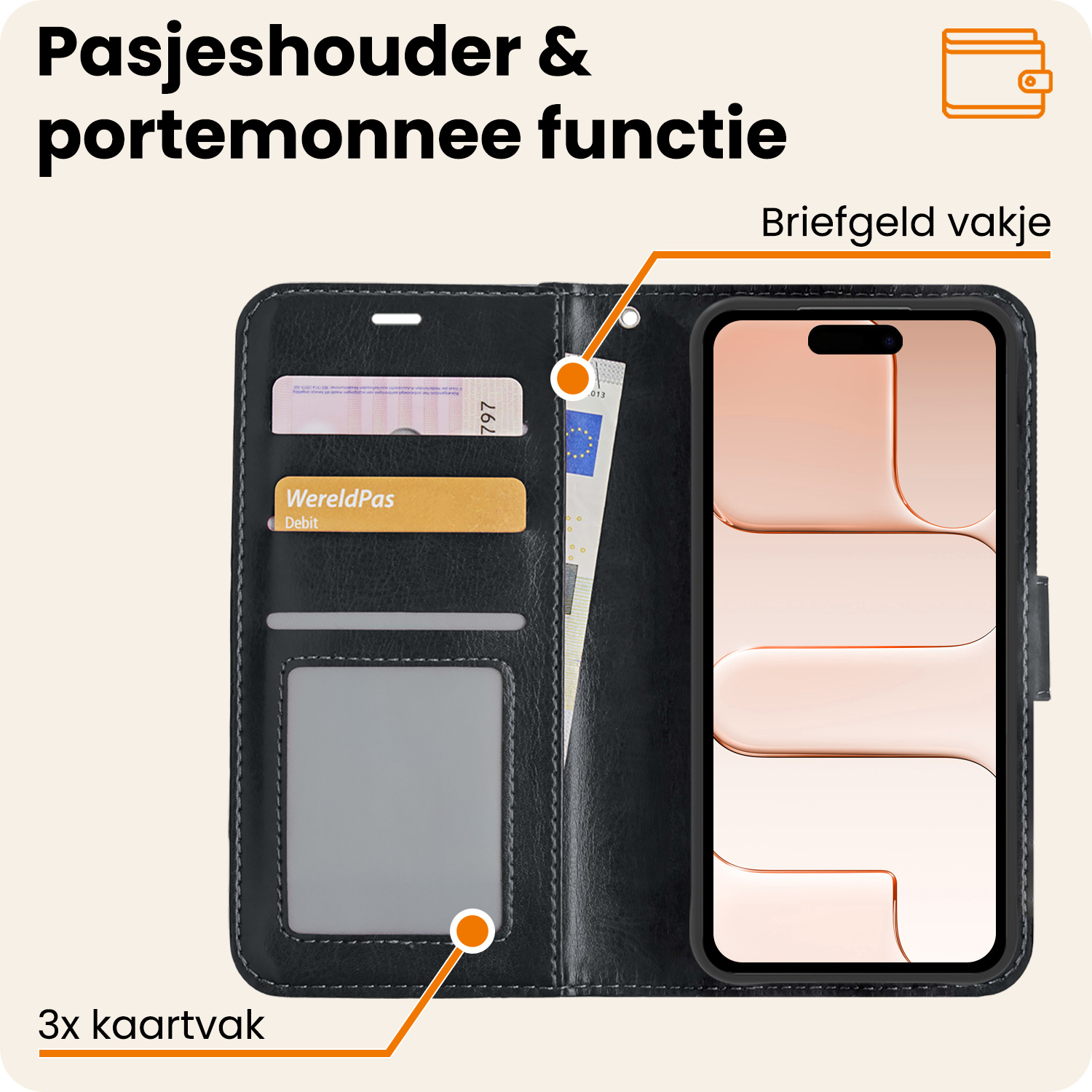 Nomfy Nomfy iPhone Air Hoesje Bookcase Met 2x Screenprotector - Zwart