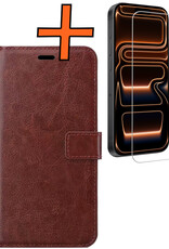 Nomfy Nomfy iPhone 17 Pro Hoesje Bookcase Met Screenprotector - Bruin