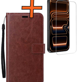 Nomfy Nomfy iPhone 17 Pro Hoesje Bookcase Met Screenprotector - Bruin