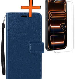 Nomfy Nomfy iPhone 17 Pro Hoesje Bookcase Met Screenprotector - Donkerblauw