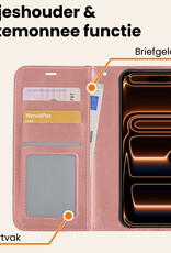Nomfy Nomfy iPhone 17 Pro Hoesje Bookcase Met Screenprotector - Rose Goud