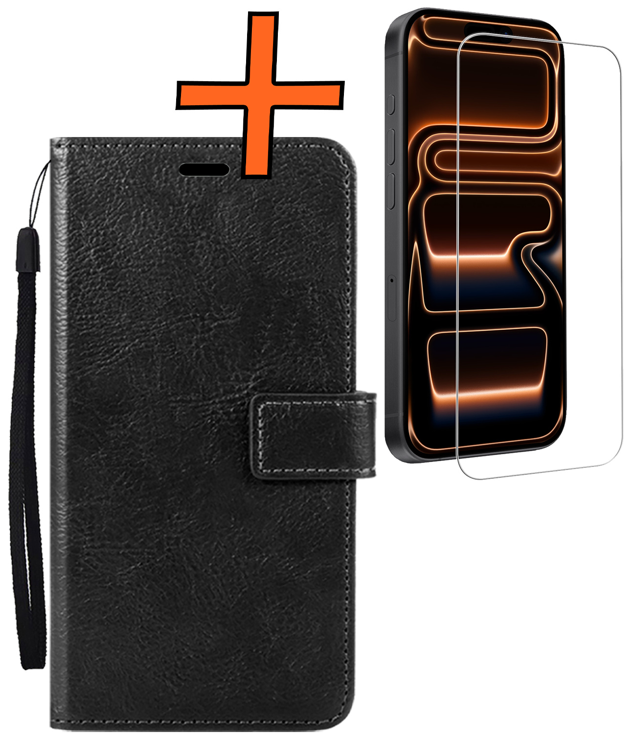 Nomfy Nomfy iPhone 17 Pro Hoesje Bookcase Met Screenprotector - Zwart