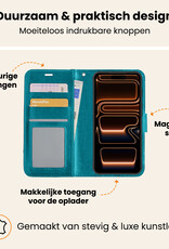 Nomfy Nomfy iPhone 17 Pro Hoesje Bookcase Met 2x Screenprotector - Turquoise