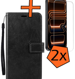 Nomfy Nomfy iPhone 17 Pro Hoesje Bookcase Met 2x Screenprotector - Zwart