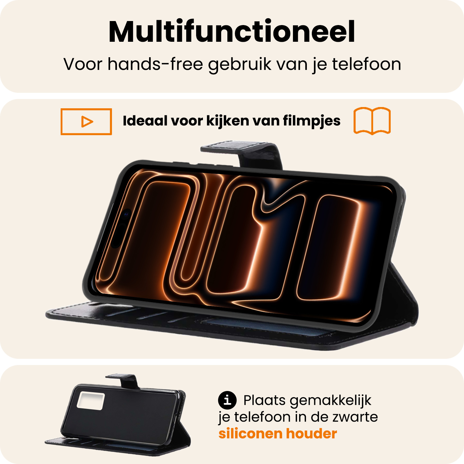 Nomfy Nomfy iPhone 17 Pro Max Hoesje Bookcase - Zwart