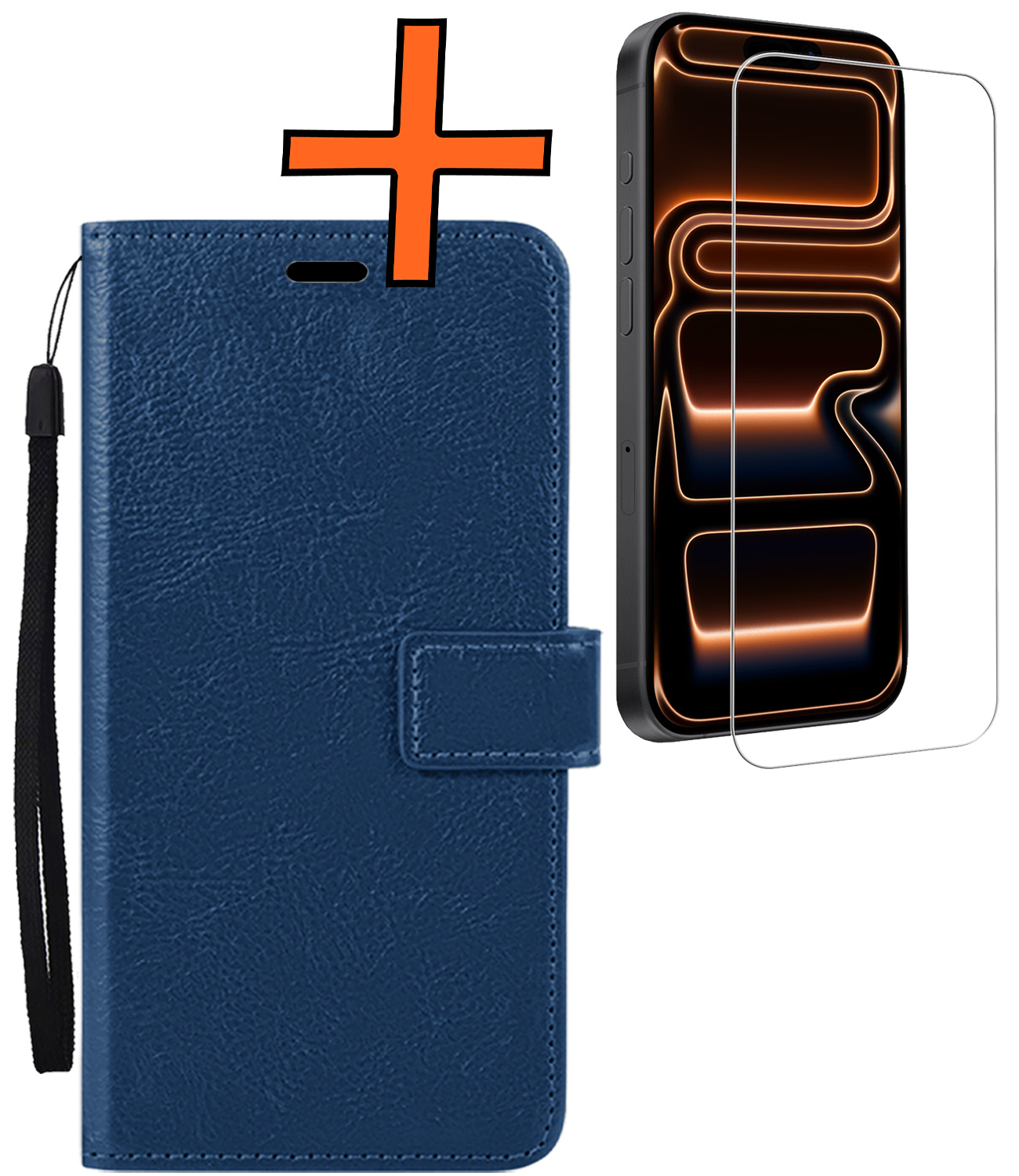 Nomfy Nomfy iPhone 17 Pro Max Hoesje Bookcase Met Screenprotector - Donkerblauw