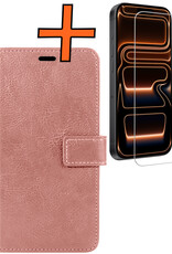 Nomfy Nomfy iPhone 17 Pro Max Hoesje Bookcase Met Screenprotector - Rose Goud