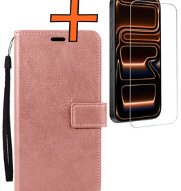 Nomfy Nomfy iPhone 17 Pro Max Hoesje Bookcase Met Screenprotector - Rose Goud