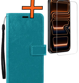 Nomfy Nomfy iPhone 17 Pro Max Hoesje Bookcase Met Screenprotector - Turquoise