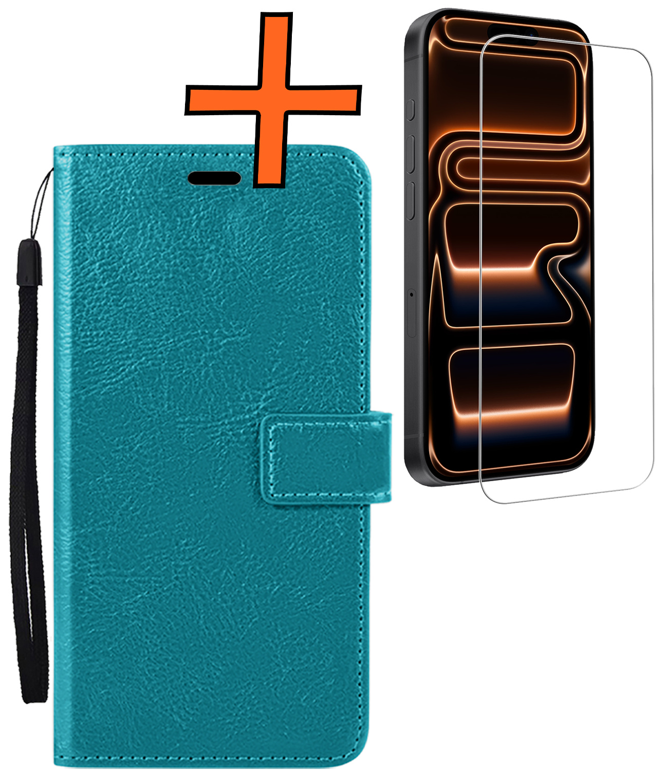 Nomfy Nomfy iPhone 17 Pro Max Hoesje Bookcase Met Screenprotector - Turquoise