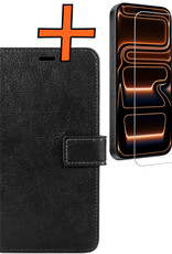 Nomfy Nomfy iPhone 17 Pro Max Hoesje Bookcase Met Screenprotector - Zwart