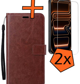 Nomfy Nomfy iPhone 17 Pro Max Hoesje Bookcase Met 2x Screenprotector - Bruin