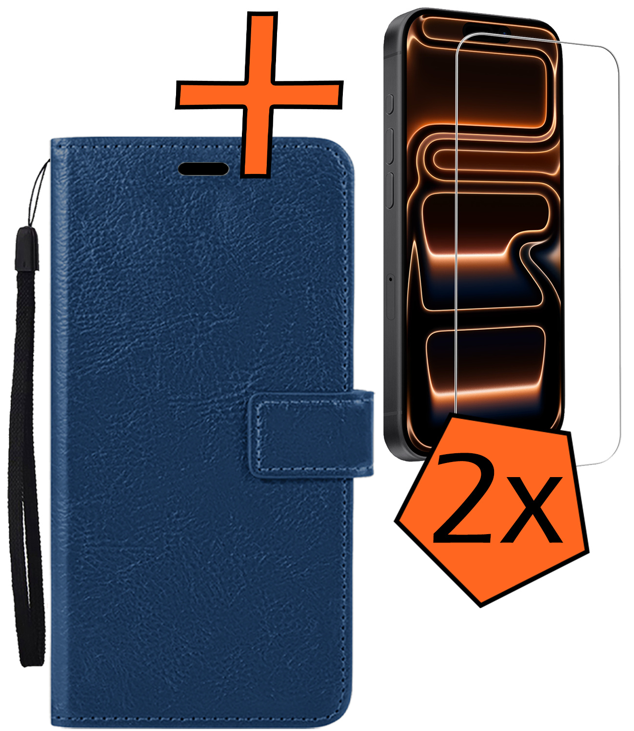 Nomfy Nomfy iPhone 17 Pro Max Hoesje Bookcase Met 2x Screenprotector - Donkerblauw