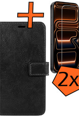 Nomfy Nomfy iPhone 17 Pro Max Hoesje Bookcase Met 2x Screenprotector - Zwart