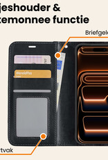 Nomfy Nomfy iPhone 17 Pro Max Hoesje Bookcase Met 2x Screenprotector - Zwart