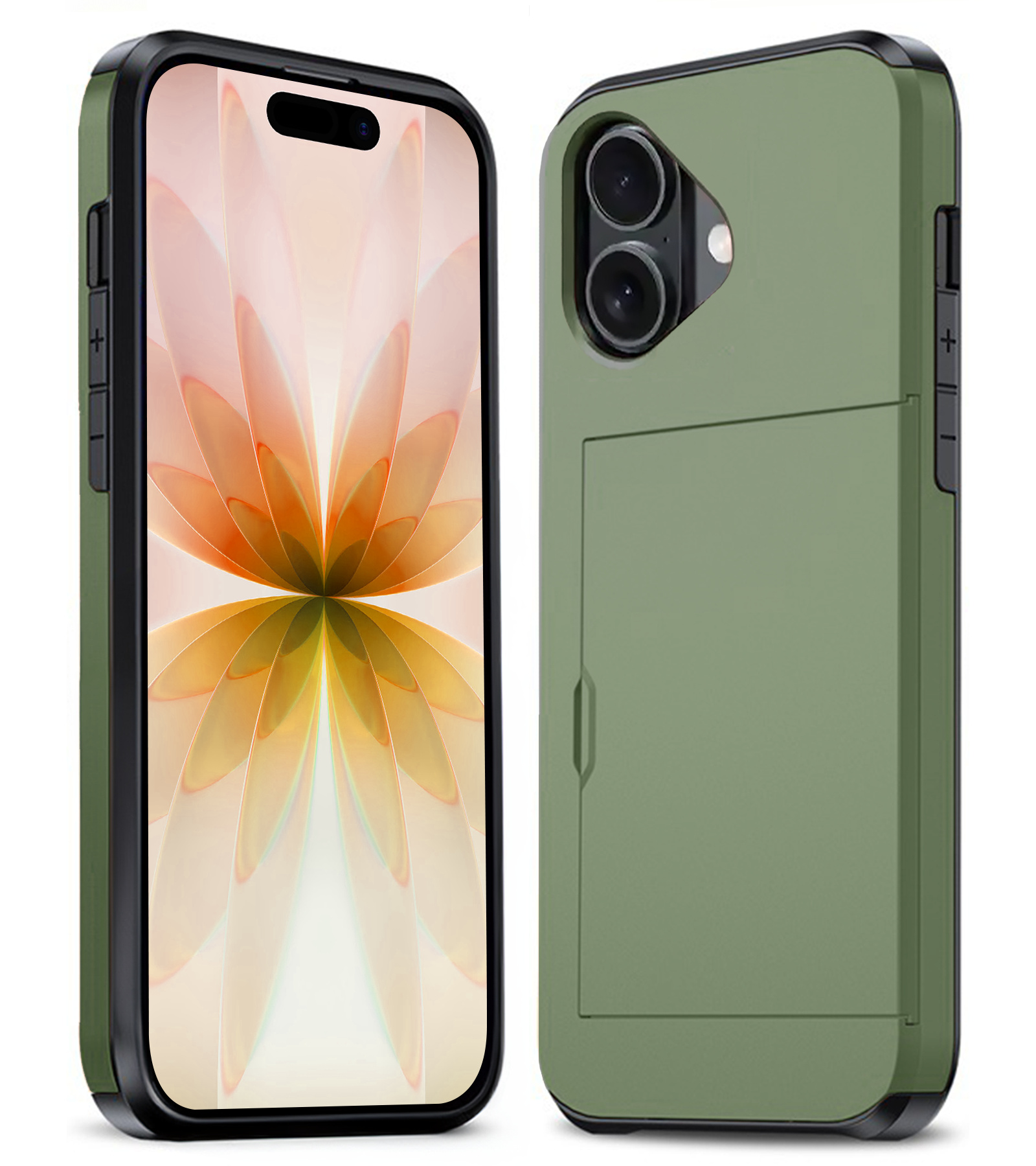 Nomfy Nomfy iPhone 17 Hoesje Pashouder Hard - Donker Groen