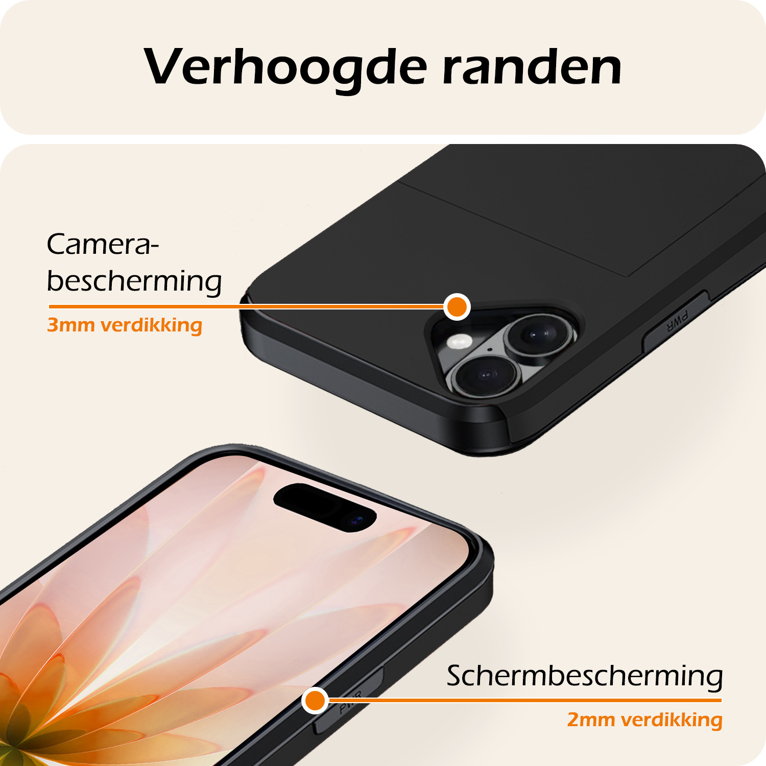 Nomfy Nomfy iPhone 17 Hoesje Pashouder Hard - Zwart