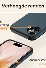 Nomfy Nomfy iPhone 17 Hoesje Pashouder Hard Met Screenprotector - Donker Blauw