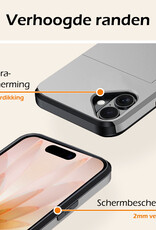 Nomfy Nomfy iPhone 17 Hoesje Pashouder Hard Met 2x Screenprotector - Grijs