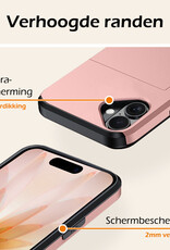 Nomfy Nomfy iPhone 17 Hoesje Pashouder Hard Met 2x Screenprotector - Rosé Goud