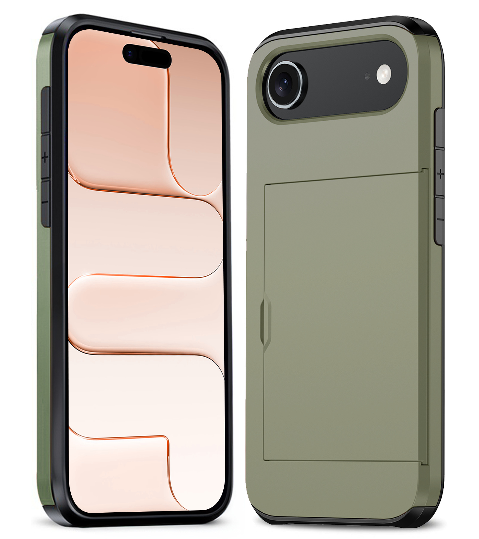 Nomfy Nomfy iPhone Air Hoesje Pashouder Hard - Donker Groen