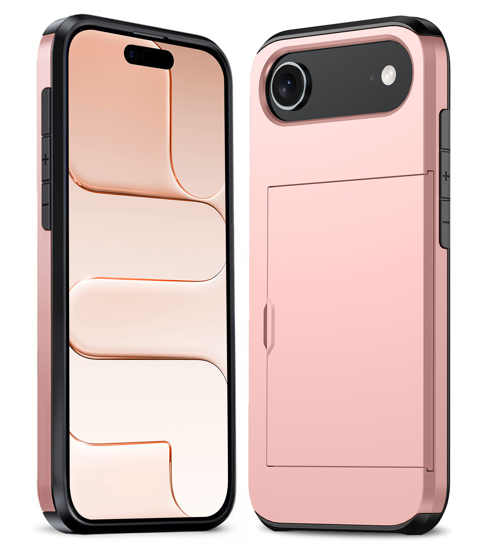 Nomfy Nomfy iPhone Air Hoesje Pashouder Hard - Rosé Goud