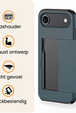 Nomfy Nomfy iPhone Air Hoesje Pashouder Hard Met Screenprotector - Donker Blauw