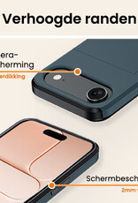 Nomfy Nomfy iPhone Air Hoesje Pashouder Hard Met Screenprotector - Donker Blauw