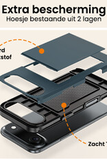 Nomfy Nomfy iPhone Air Hoesje Pashouder Hard Met Screenprotector - Donker Blauw