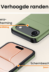 Nomfy Nomfy iPhone Air Hoesje Pashouder Hard Met Screenprotector - Donker Groen