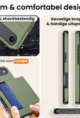 Nomfy Nomfy iPhone Air Hoesje Pashouder Hard Met Screenprotector - Donker Groen