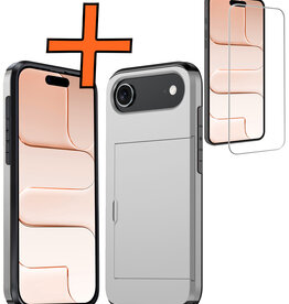 Nomfy Nomfy iPhone Air Hoesje Pashouder Hard Met Screenprotector - Grijs
