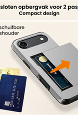 Nomfy Nomfy iPhone Air Hoesje Pashouder Hard Met Screenprotector - Grijs