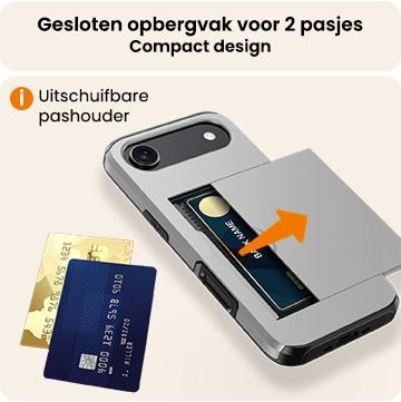 Nomfy Nomfy iPhone Air Hoesje Pashouder Hard Met Screenprotector - Grijs
