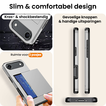 Nomfy Nomfy iPhone Air Hoesje Pashouder Hard Met Screenprotector - Grijs
