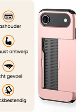 Nomfy Nomfy iPhone Air Hoesje Pashouder Hard Met Screenprotector - Rosé Goud