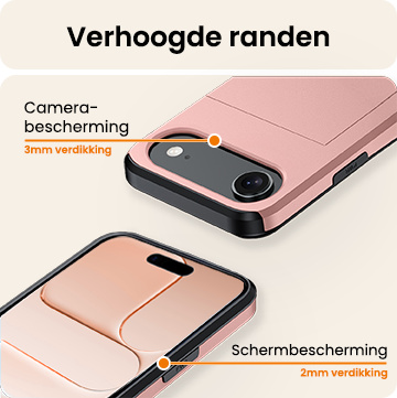 Nomfy Nomfy iPhone Air Hoesje Pashouder Hard Met Screenprotector - Rosé Goud